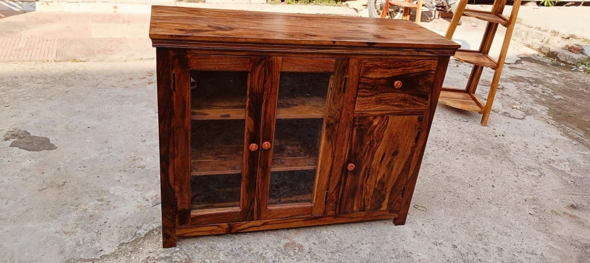 Three-Door Glass Sideboard